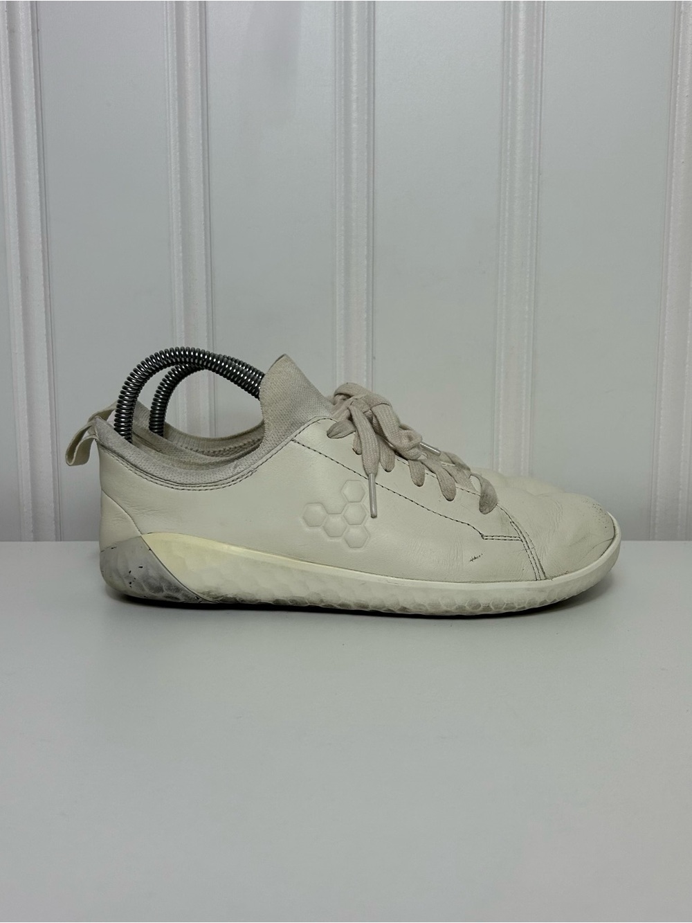 Vivo barefoot geo court knit leather Barefoot white Cream Minimalist women 7